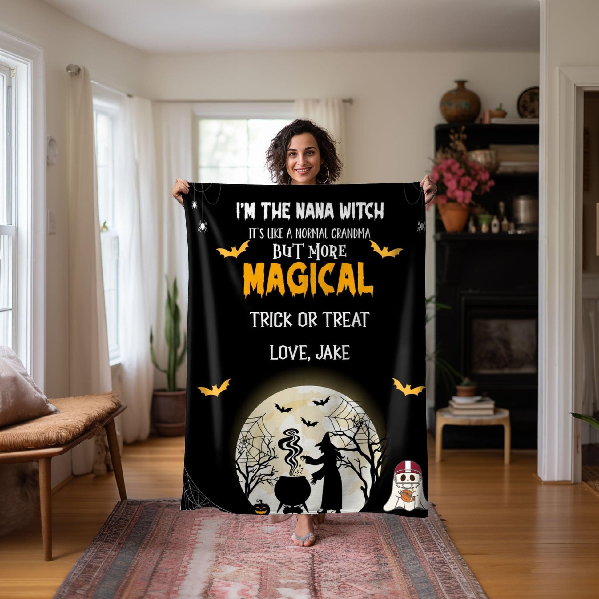 Halloween Personalized Mink Fleece Blanket - I'm the Grandma Witch But More Magical - Mallard Moon Gift Shop