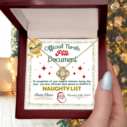 Naughty List - North Pole - Love Knot Pendant Necklace - Mallard Moon Gift Shop