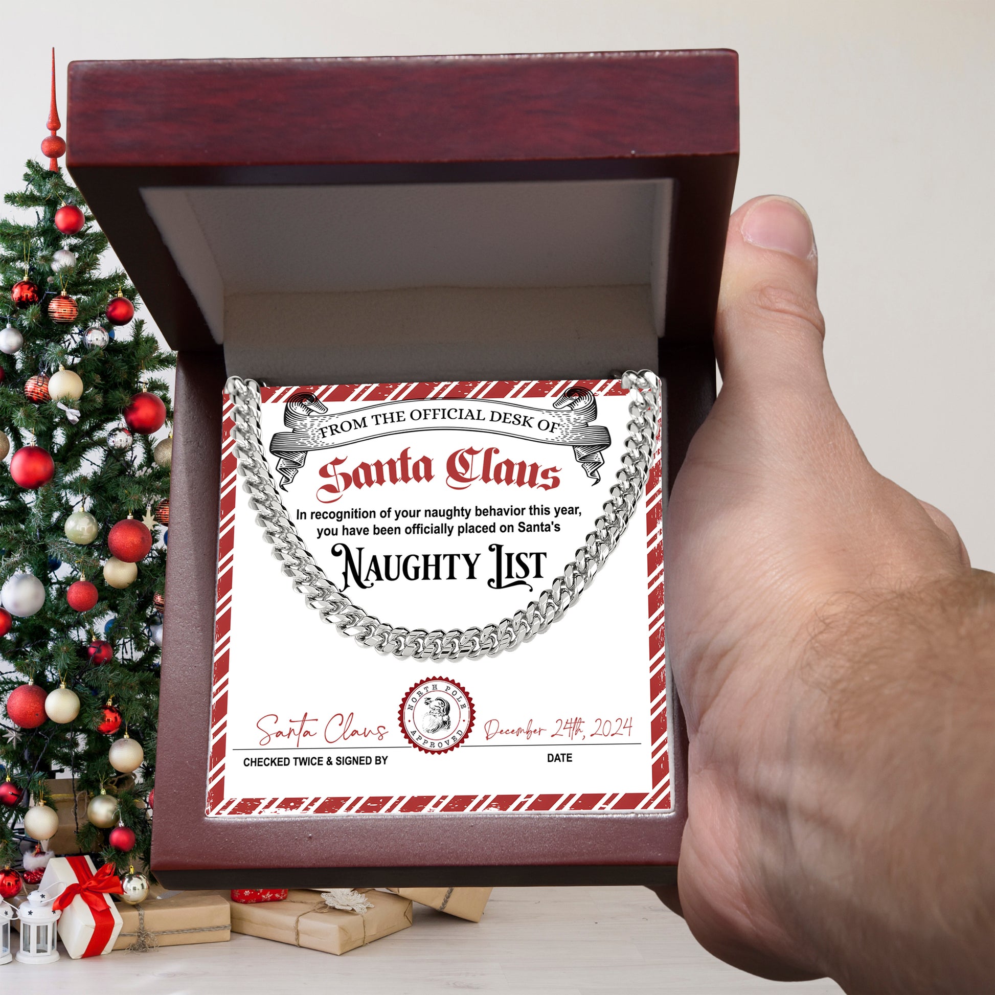 Naughty List Naughty Behavior - Cuban Link Chain Necklace - Mallard Moon Gift Shop