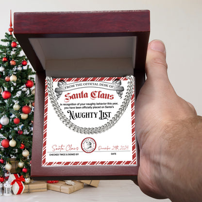 Naughty List Naughty Behavior - Cuban Link Chain Necklace - Mallard Moon Gift Shop