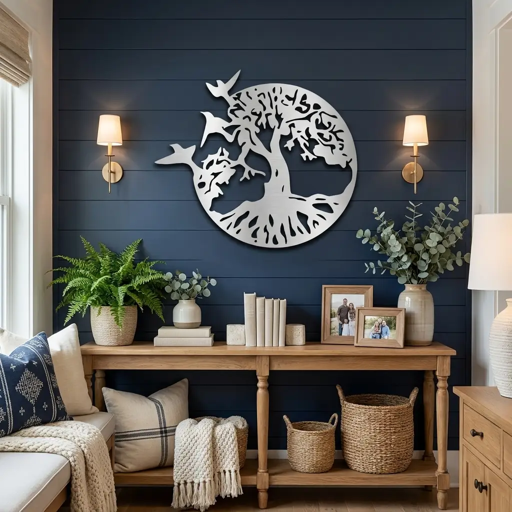 Tree of Life with Birds Metal Wall Art | Nature Inspired Steel Wall Decor | Rustic Tree Silhouette | Made in USA