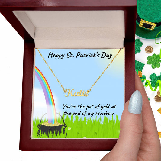 Gift for St. Patrick's Day Personalized Name Necklace - Mallard Moon Gift Shop