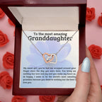 To My Amazing Granddaughter - You Bring Me Love and Joy - Personalized Interlocking Hearts Pendant Necklace