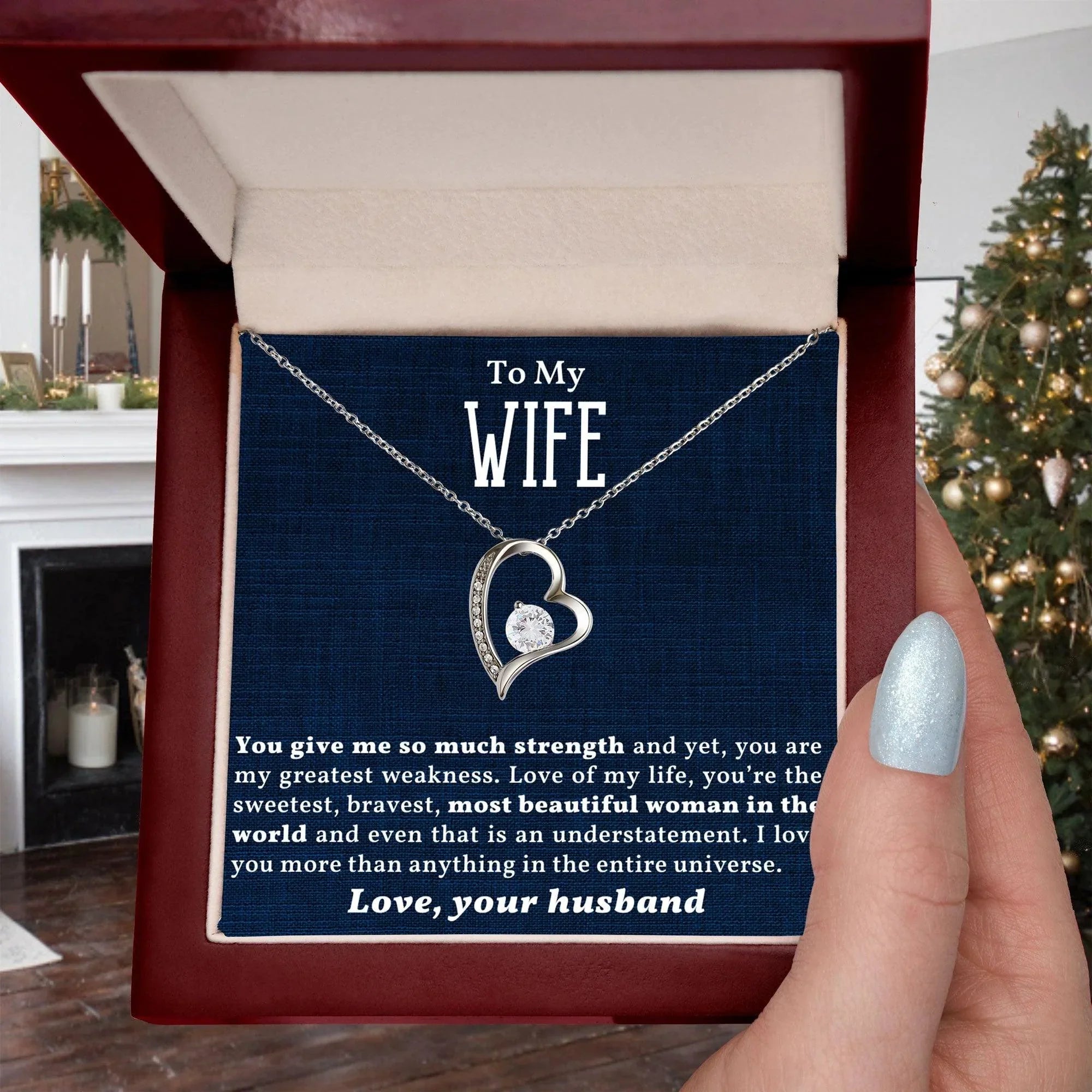 To My Beautiful Wife - Love of My Life - Forever Love Heart Necklace