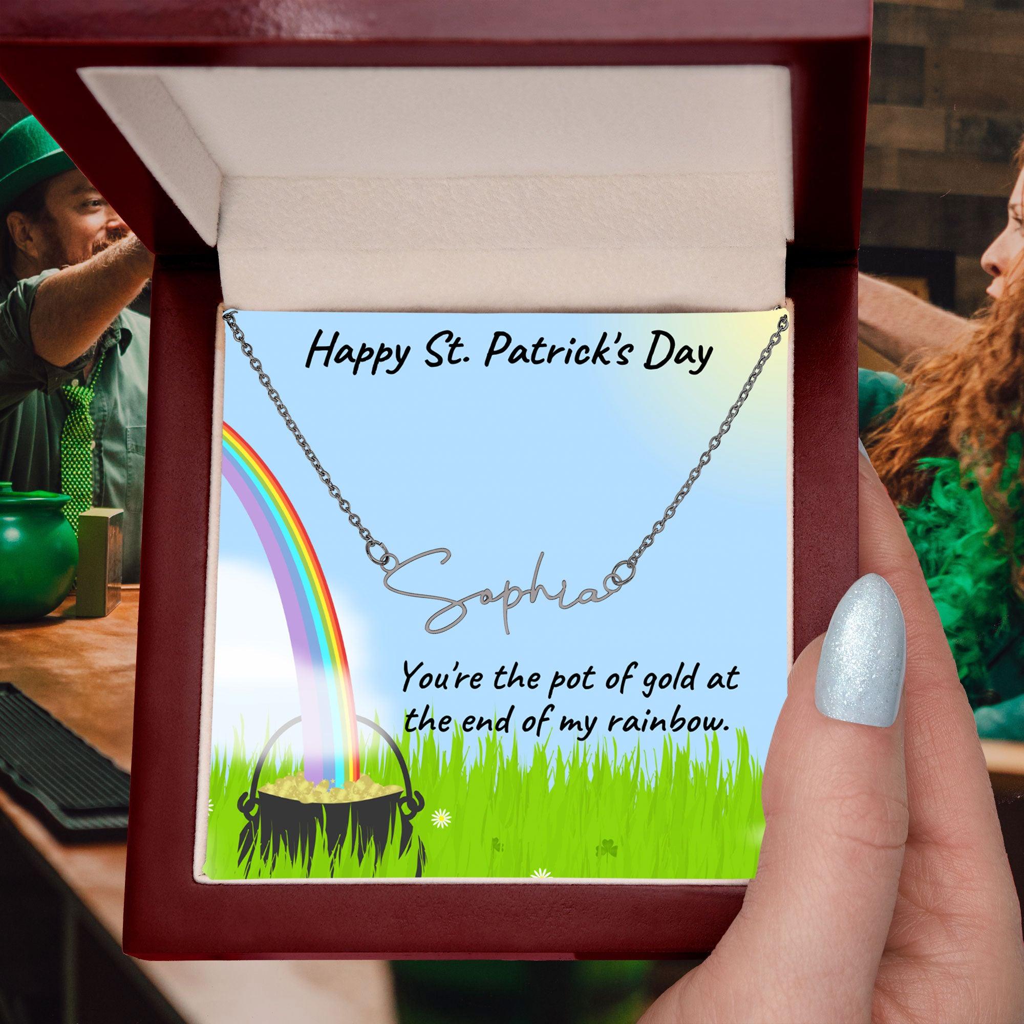 St. Patrick's Day Gift Personalized Script Name Necklace - Mallard Moon Gift Shop
