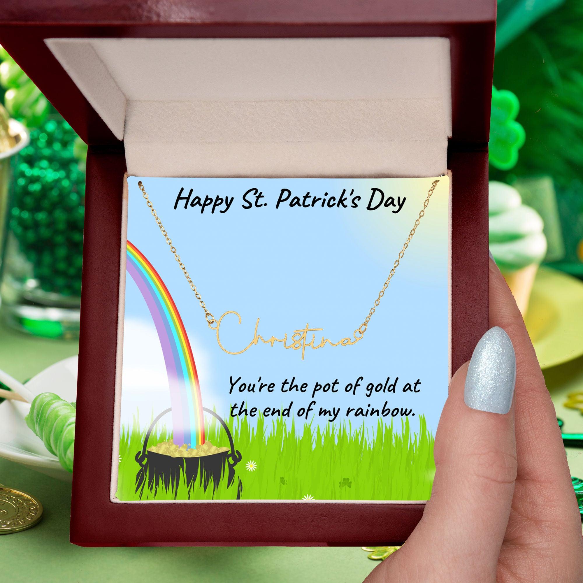 St. Patrick's Day Gift Personalized Script Name Necklace - Mallard Moon Gift Shop