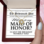 Maid of Honor Wedding Proposal Invitation Will You Be My Maid of Honor Help Me Tie The Knot Pendant Necklace