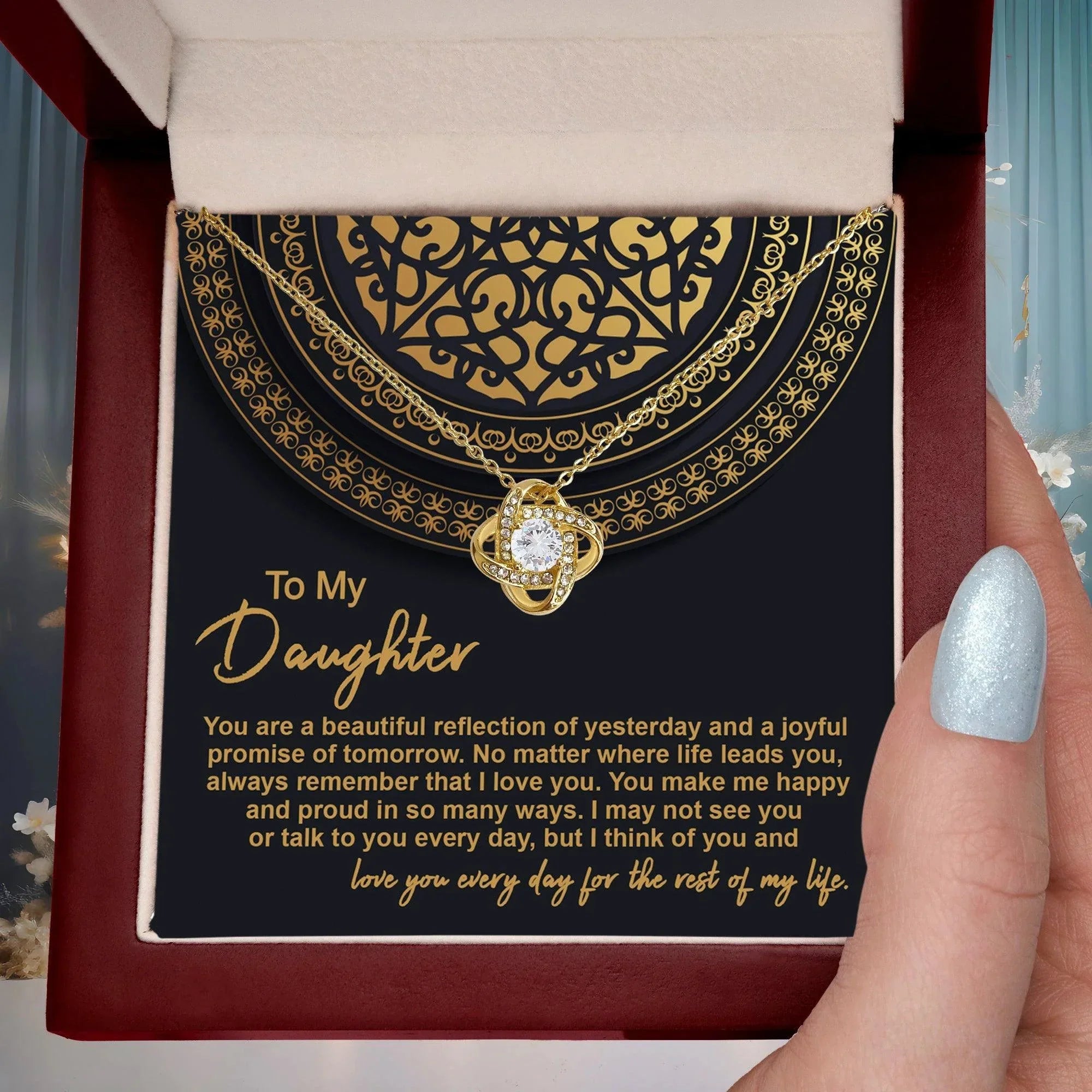 Daughter Gift for Birthday, Graduation, Christmas - Beautiful Reflection - Love Knot Pendant Necklace