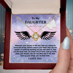 Daughter Gift for Birthday, Christmas, Graduation - Brave And Strong - Love Knot Pendant Necklace