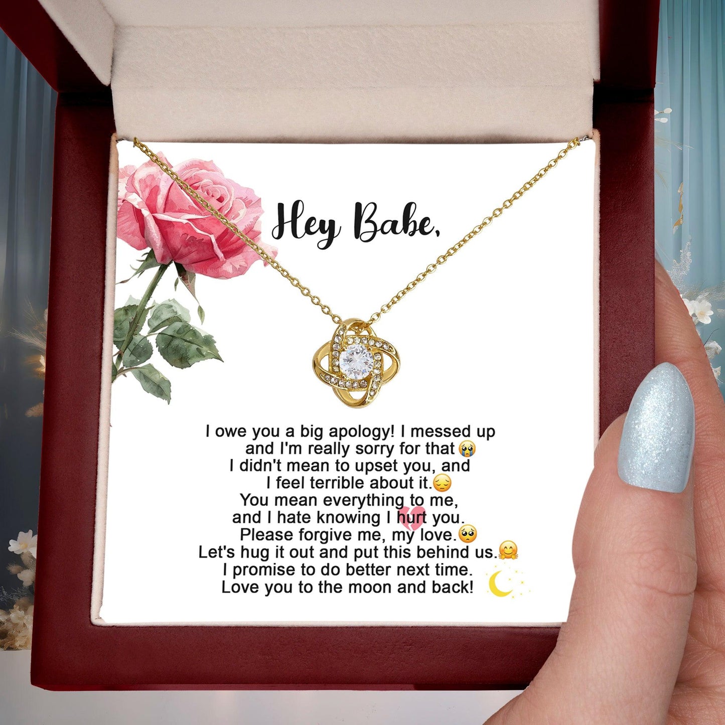 Apology Gift - I'm Sorry, Please Forgive Me, Let's Hug It Out - Love Knot Pendant Necklace - Mallard Moon Gift Shop