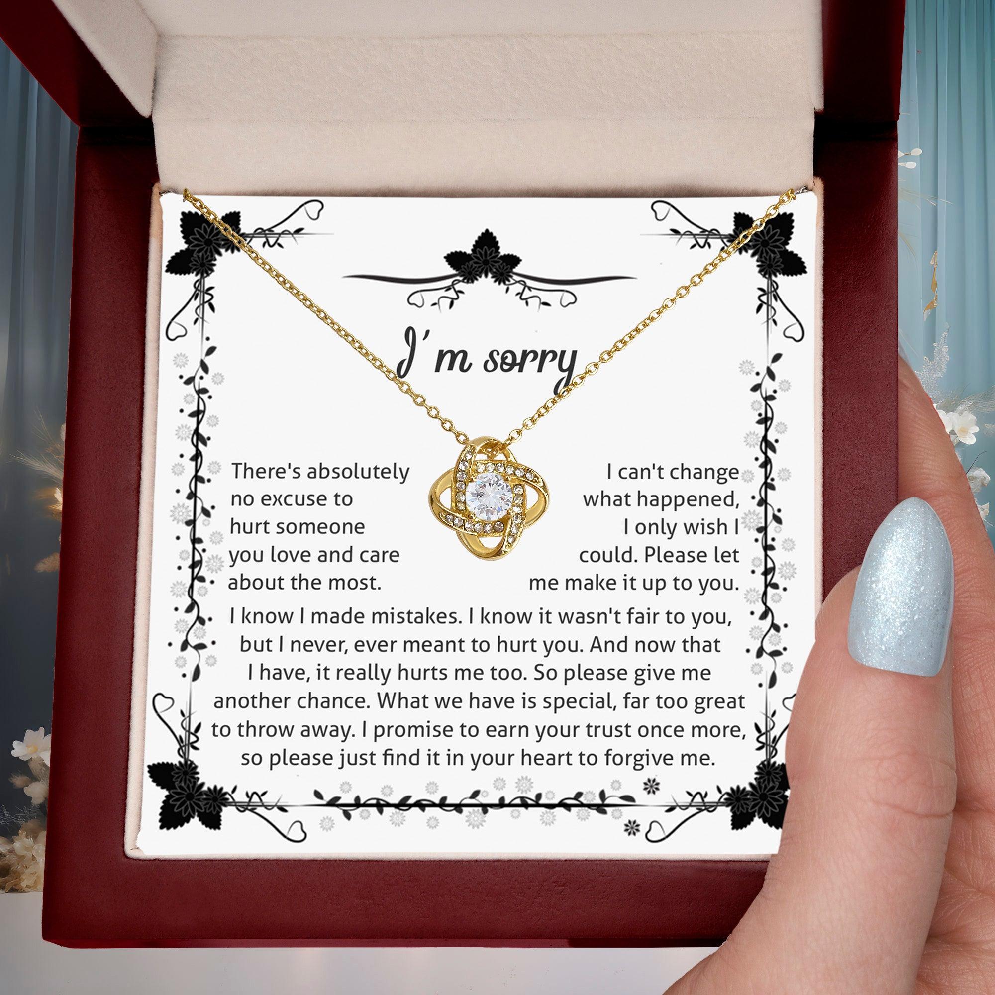 Apology - I'm Sorry, No Excuse, Another Chance - Love Knot Pendant Necklace - Mallard Moon Gift Shop
