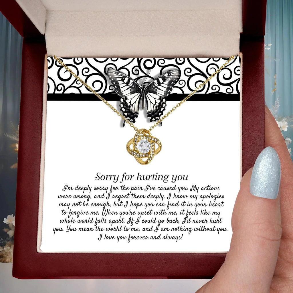 Apology Gift - Sorry for Hurting You - I am Nothing Without You - Love Knot Pendant Necklace