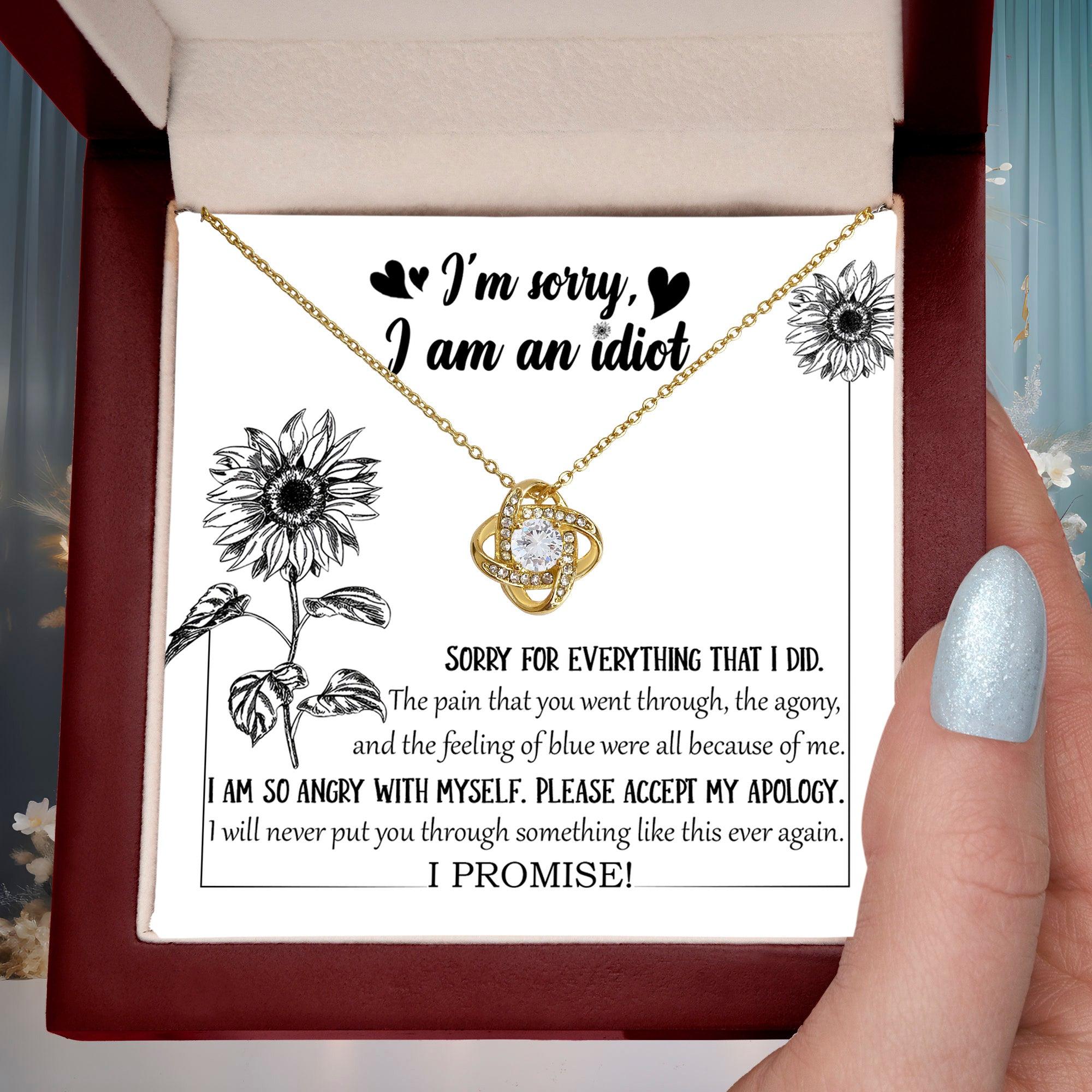 Apology Gift for Girlfriend, Wife, Soulmate - Sorry, Feeling Blue - Love Knot Pendant Necklace - Mallard Moon Gift Shop