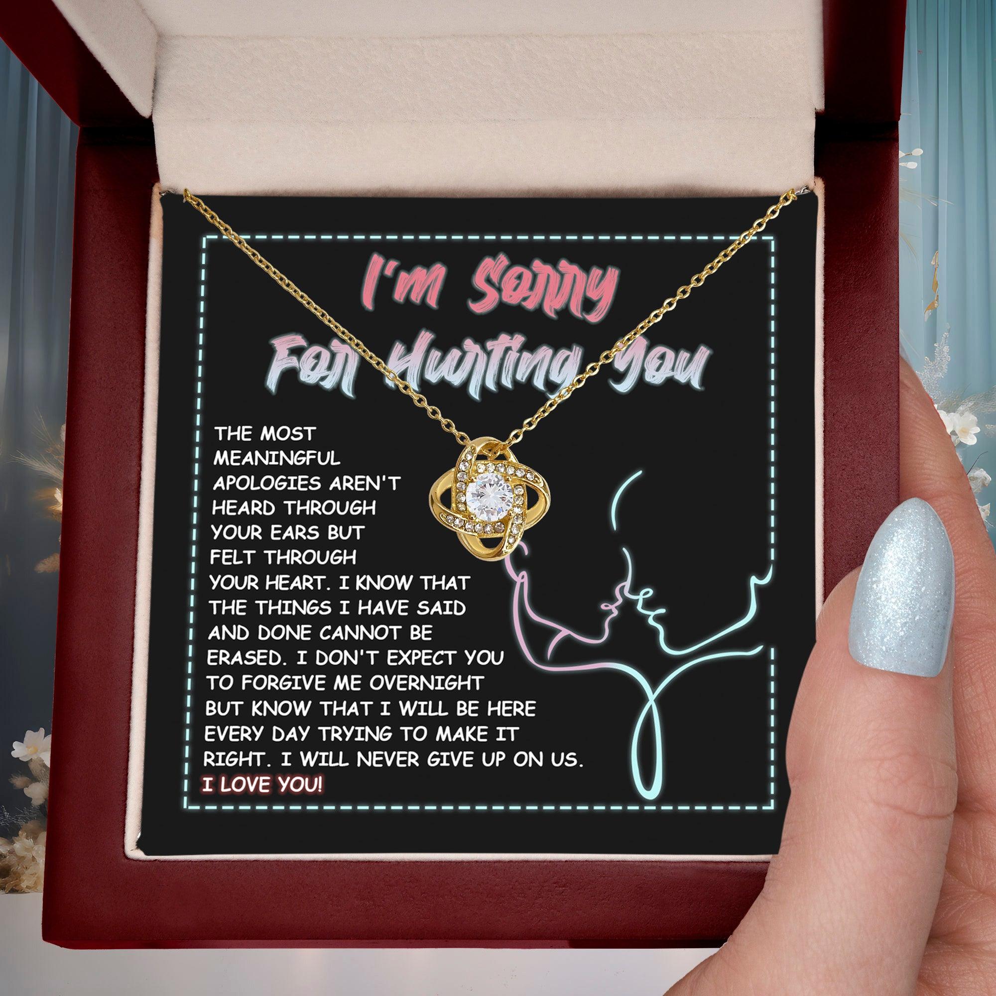 Apology Gift for Girlfriend, Wife, Soulmate - Sorry, Never Give Up -Love Knot Pendant Necklace - Mallard Moon Gift Shop
