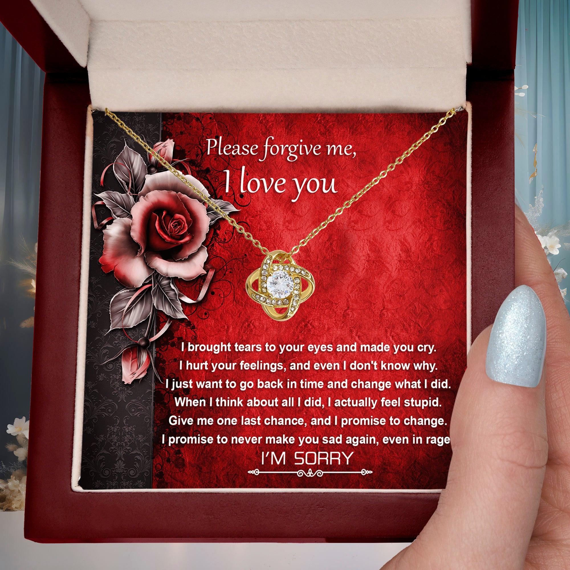 Apology Gift for Girlfriend, Wife, Soulmate - Sorry, One Last Chance - Love Knot Pendant Necklace - Mallard Moon Gift Shop