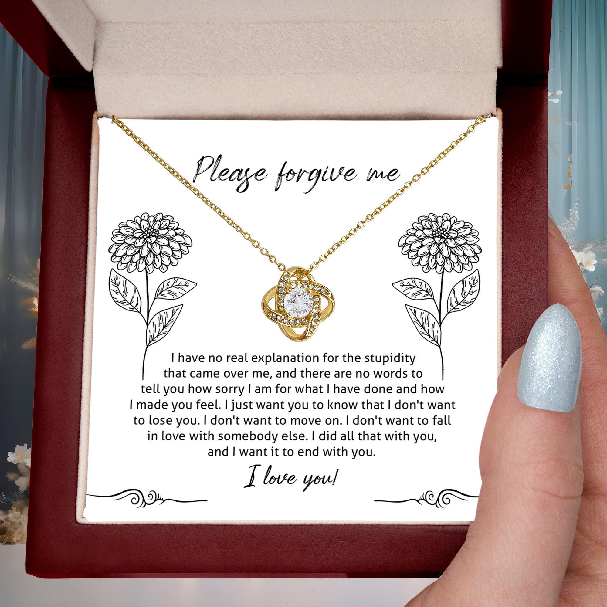 Apology Gift for Girlfriend, Wife, Soulmate - Sorry, Real Explanation - Love Knot Pendant Necklace - Mallard Moon Gift Shop