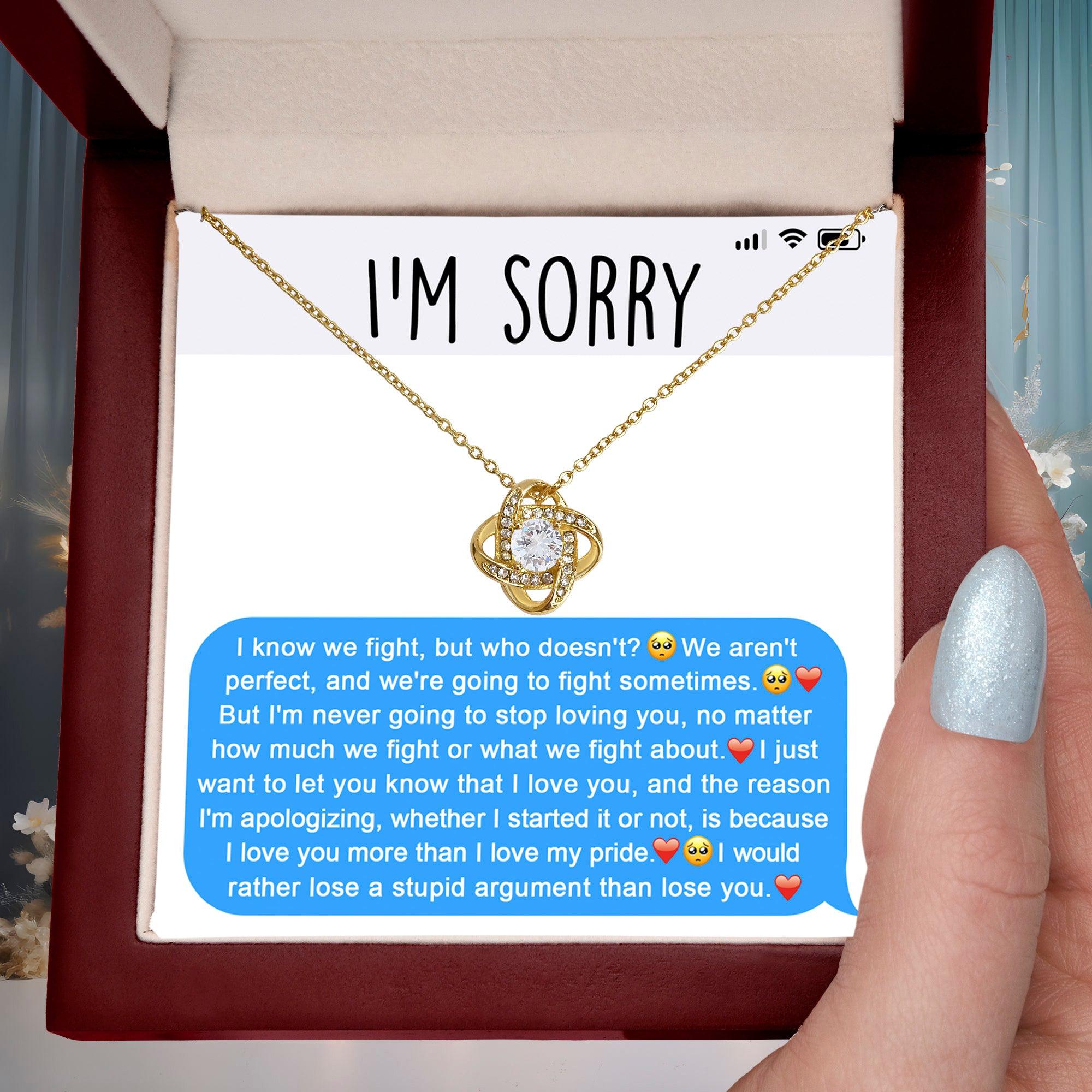 Apology Gift for Girlfriend, Wife, Soulmate - Sorry, Stupid Argument - Love Knot Pendant Necklace - Mallard Moon Gift Shop
