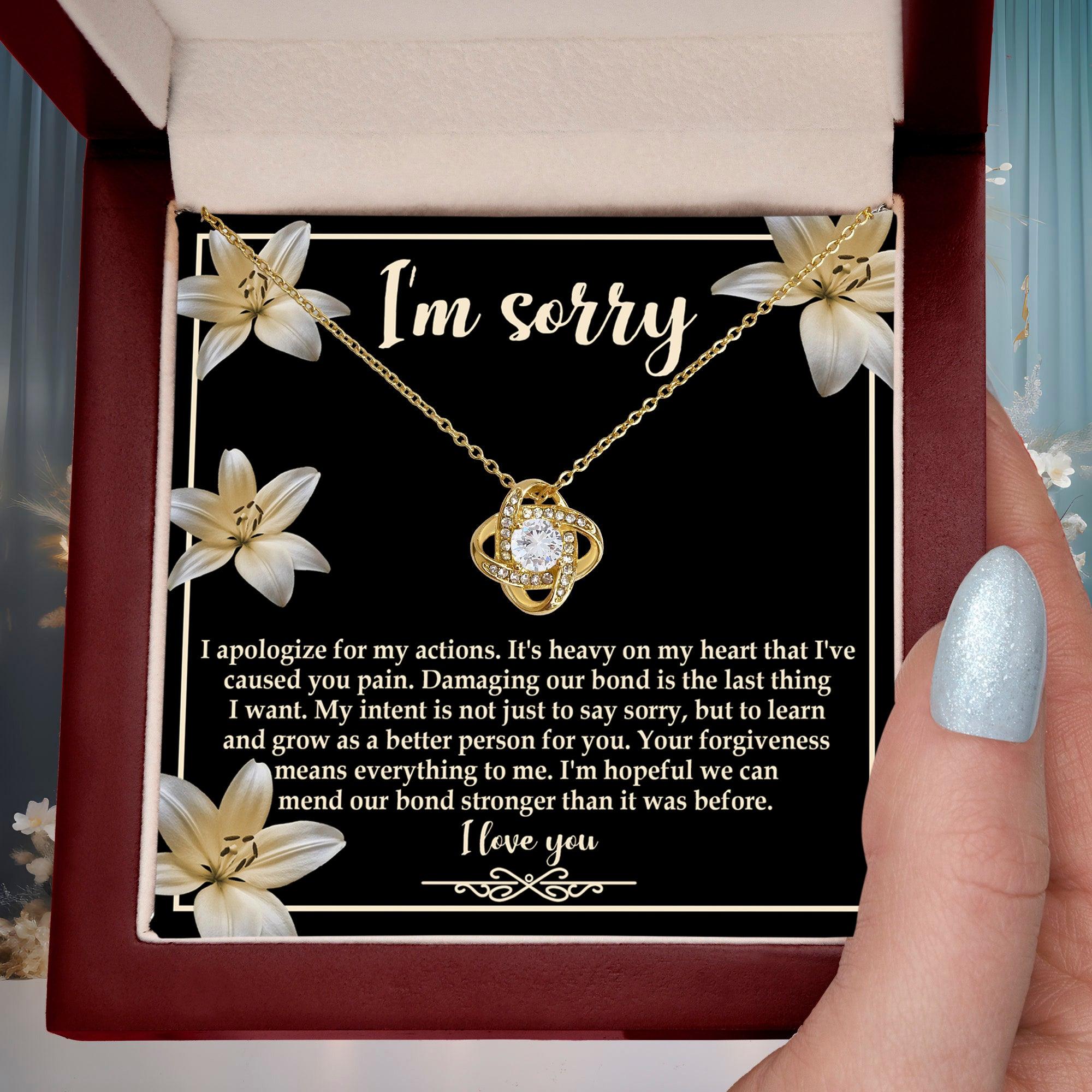 Apology Gift for Girlfriend, Wife, Soulmate - Sorry, The Last Thing - Love Knot Pendant Necklace - Mallard Moon Gift Shop