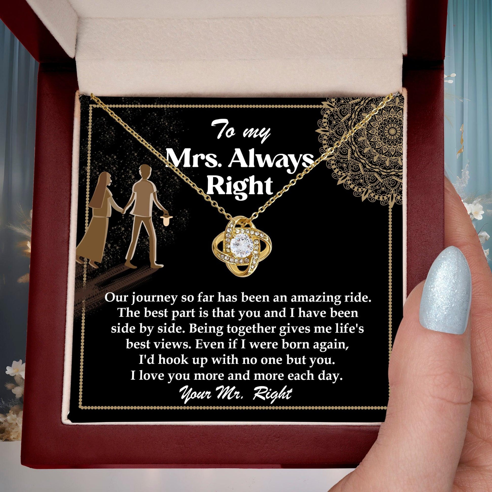 Wife Gift Always Right Love Knot Pendant Necklace - Mallard Moon Gift Shop