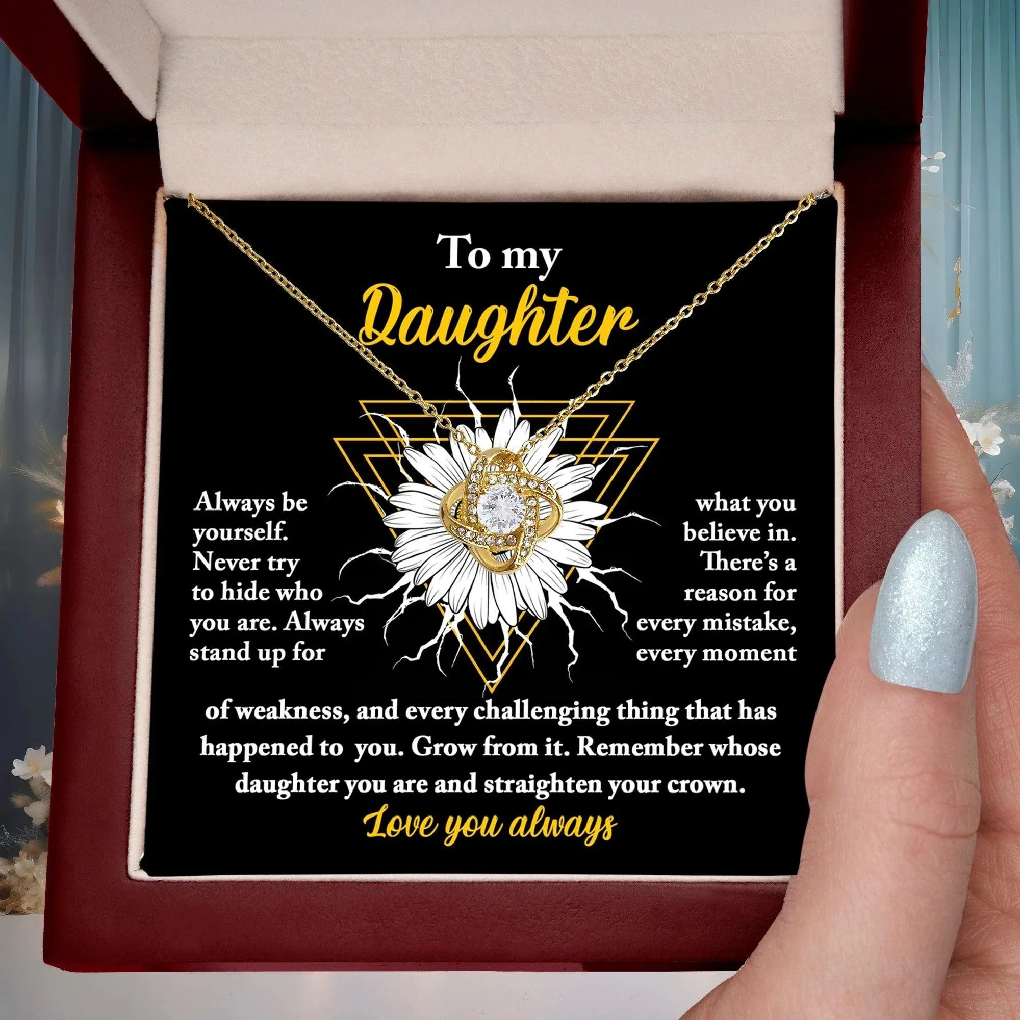 Daughter Gift for Birthday, Christmas Graduation - Be Yourself - Love Knot Pendant Necklace