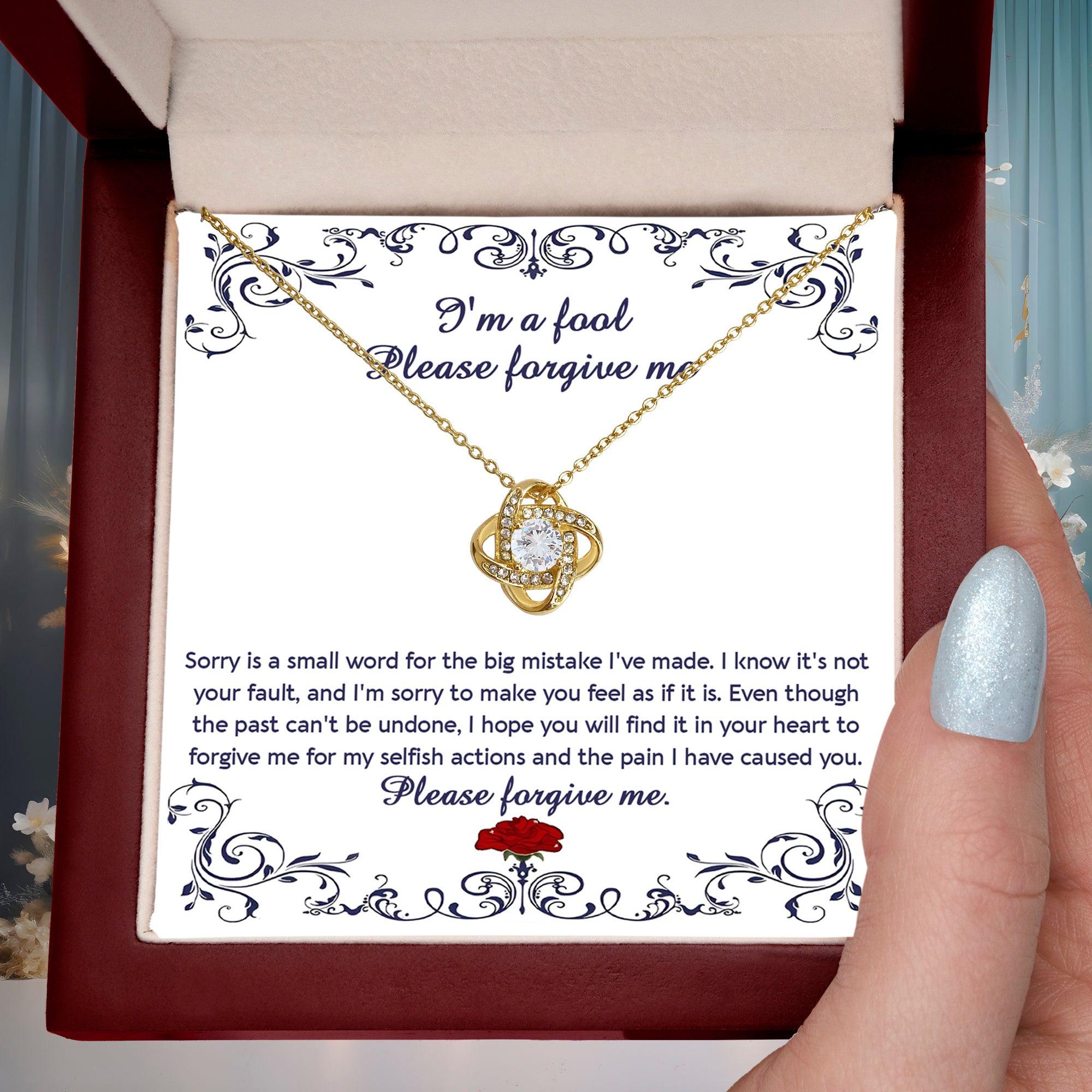 Gift for Girlfriend, Wife - Sorry, I'm A Fool - Love Knot Pendant Necklace - Mallard Moon Gift Shop