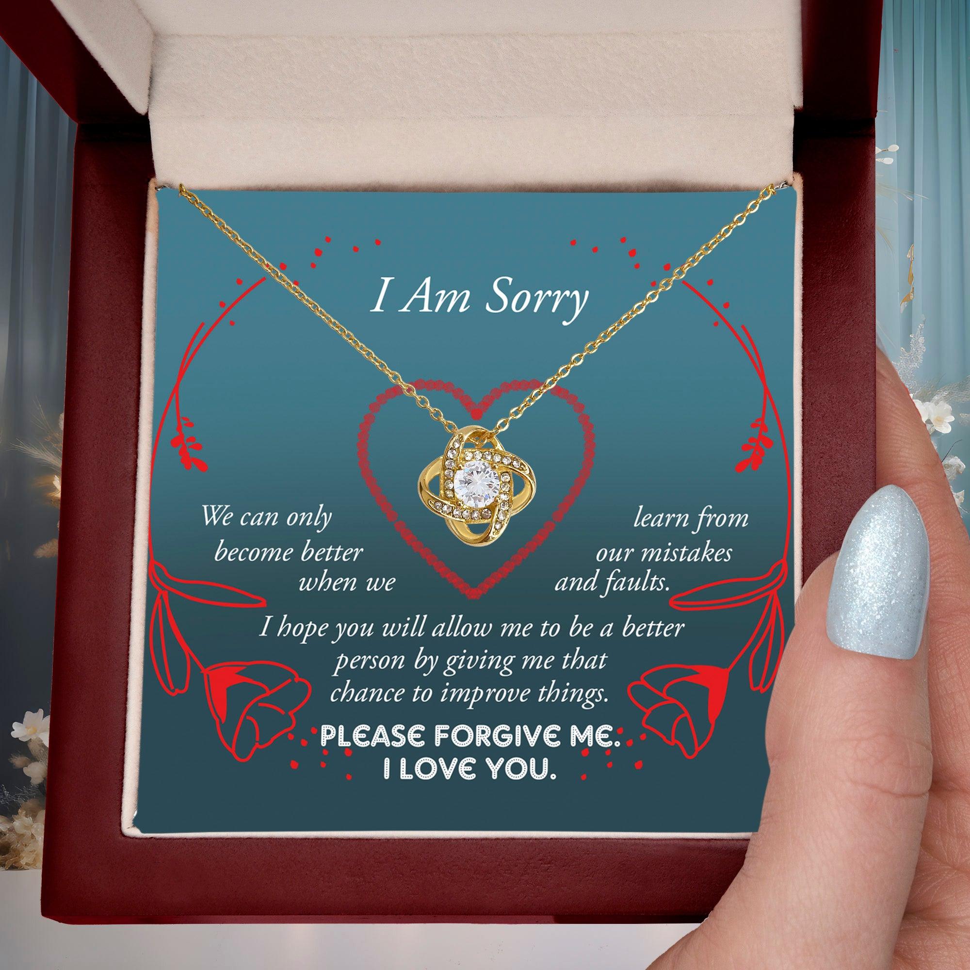 Apology Gift for Girlfriend, Wife, Soulmate - Sorry, Mistakes And Faults - Love Knot Pendant Necklace - Mallard Moon Gift Shop