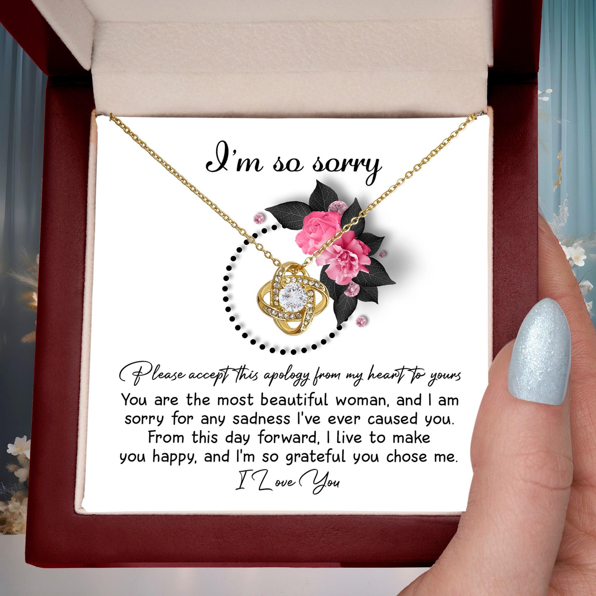 Apology Gift for Girlfriend, Wife, Soulmate - Sorry, Make You Happy - Love Knot Pendant Necklace - Mallard Moon Gift Shop