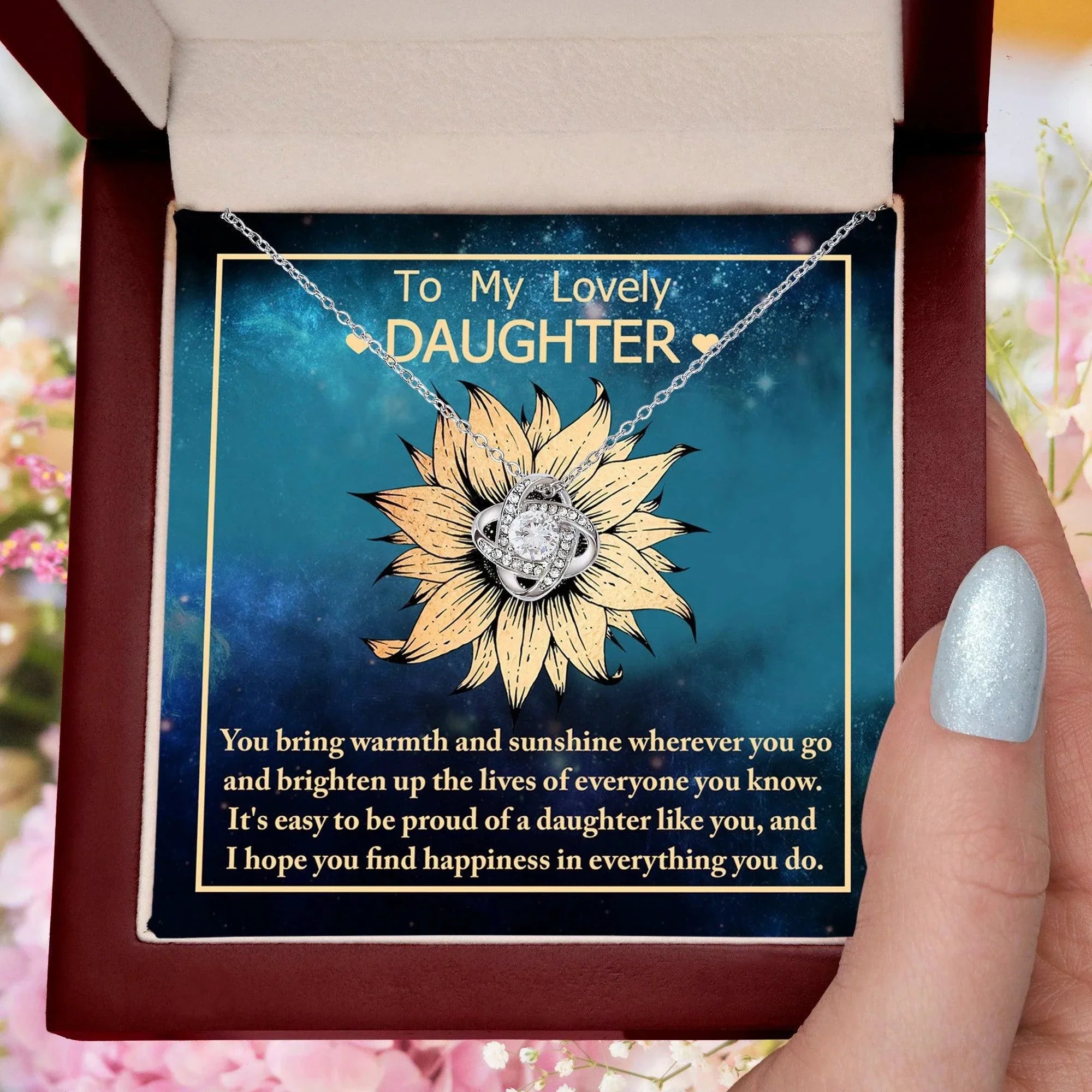 Daughter Gift for Birthday, Christmas, Graduation - Proud Of You - Love Knot Pendant Necklace