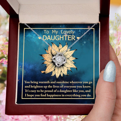 Daughter Gift for Birthday, Christmas, Graduation - Proud Of You - Love Knot Pendant Necklace - Mallard Moon Gift Shop