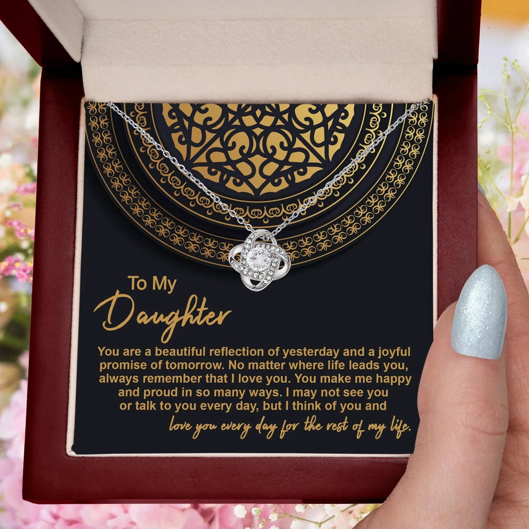 Daughter Gift for Birthday, Graduation, Christmas - Beautiful Reflection - Love Knot Pendant Necklace