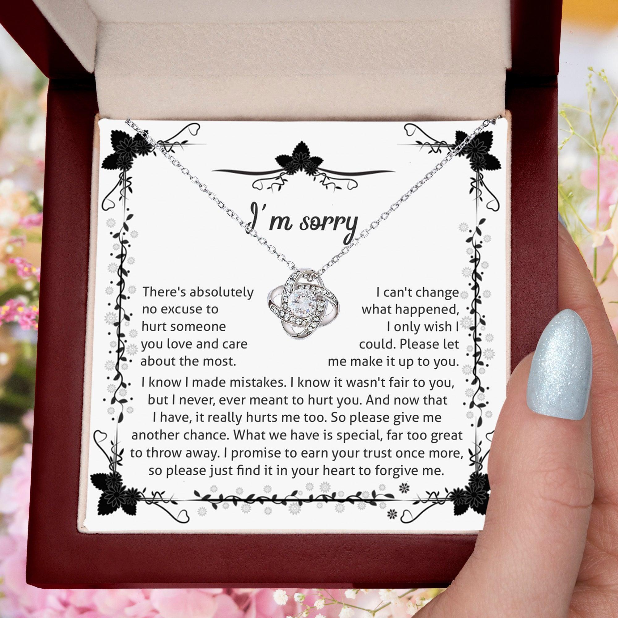 Apology - I'm Sorry, No Excuse, Another Chance - Love Knot Pendant Necklace - Mallard Moon Gift Shop