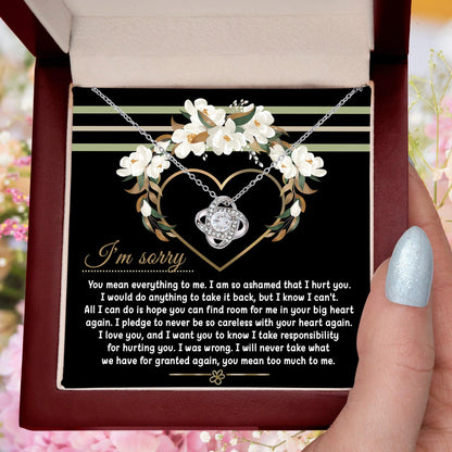 Apology Gift for Girlfriend, Wife, Soulmate - Sorry, Big Heart - Love Knot Pendant Necklace - Mallard Moon Gift Shop