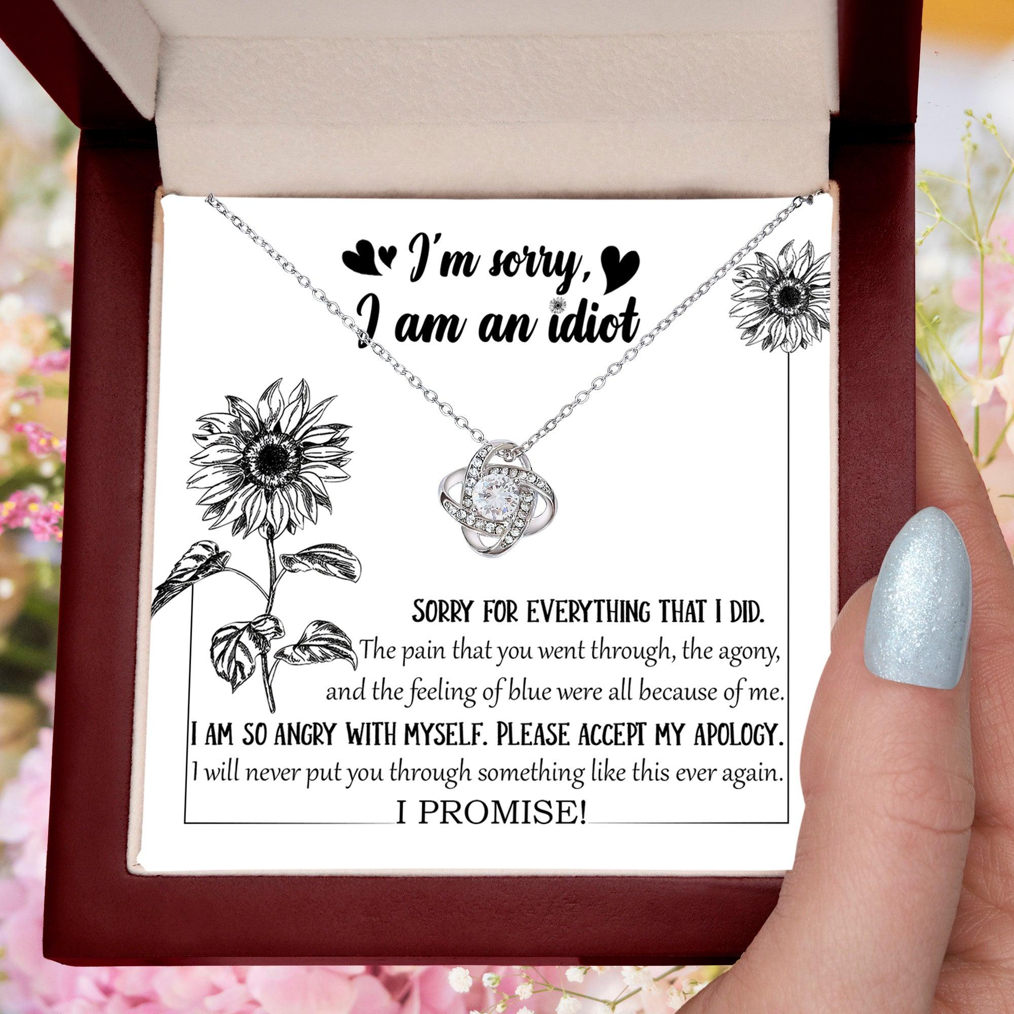 Apology Gift for Girlfriend, Wife, Soulmate - Sorry, Feeling Blue - Love Knot Pendant Necklace - Mallard Moon Gift Shop