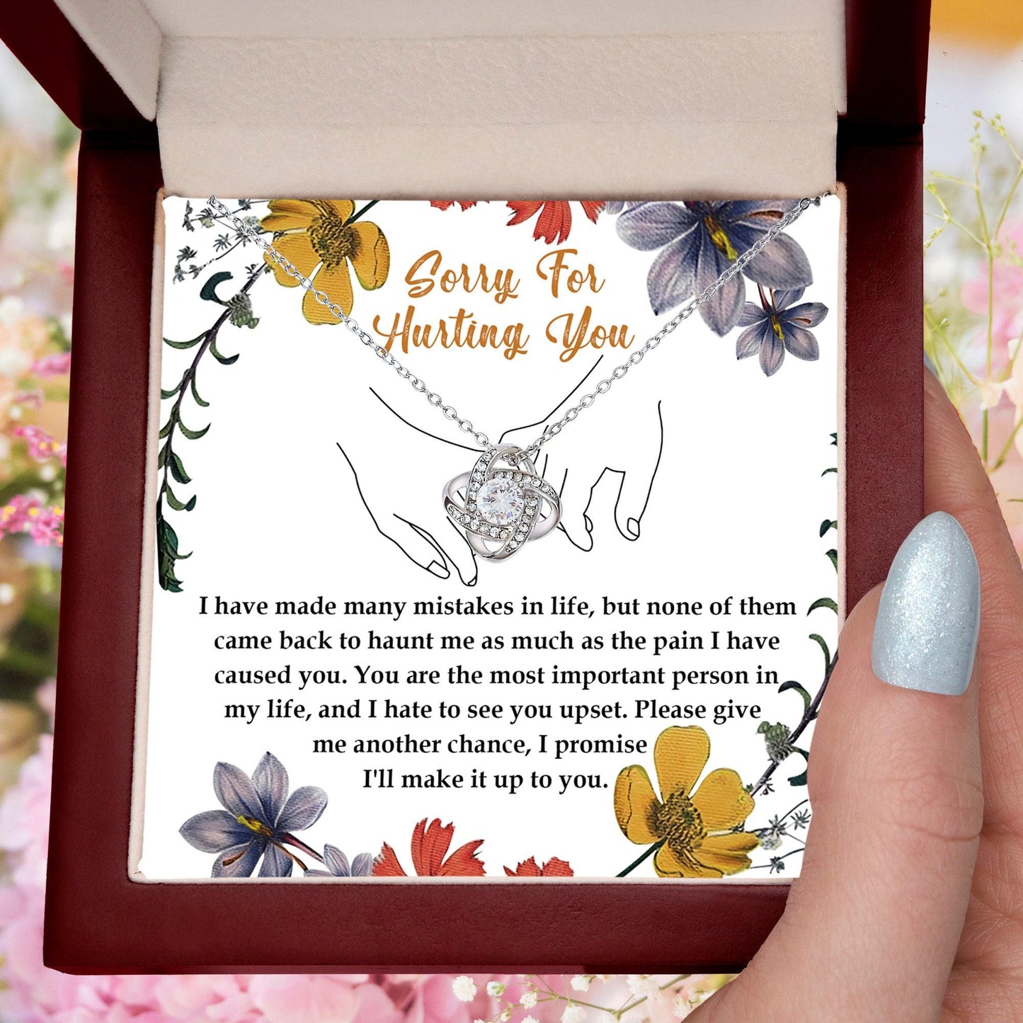 Apology Gift for Girlfriend, Wife, Soulmate- Sorry, Haunt Me - Love Knot Pendant Necklace - Mallard Moon Gift Shop