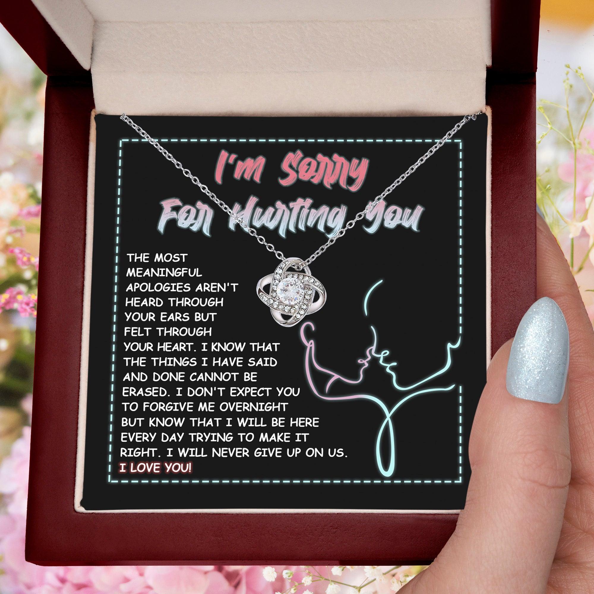 Apology Gift for Girlfriend, Wife, Soulmate - Sorry, Never Give Up -Love Knot Pendant Necklace - Mallard Moon Gift Shop