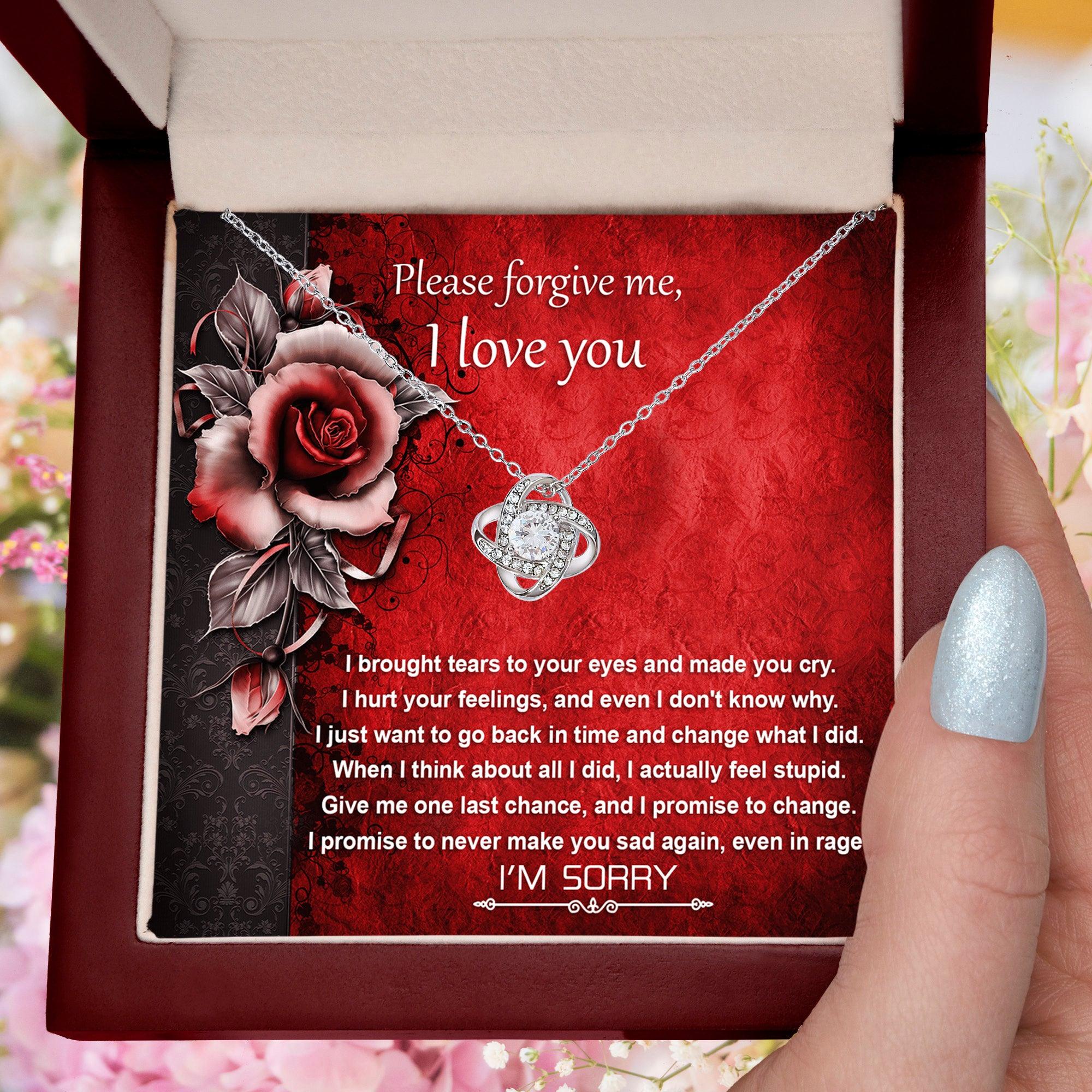 Apology Gift for Girlfriend, Wife, Soulmate - Sorry, One Last Chance - Love Knot Pendant Necklace - Mallard Moon Gift Shop