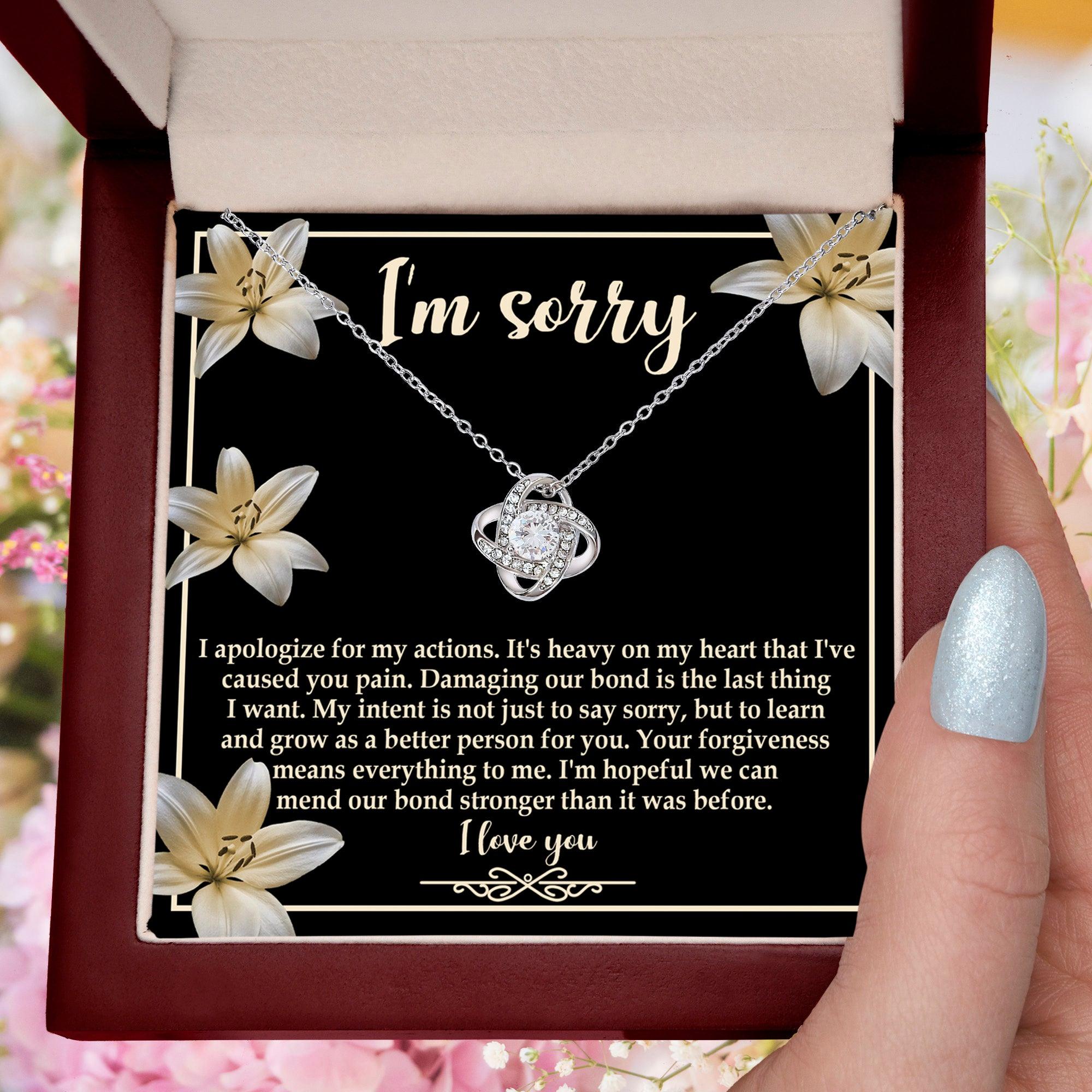 Apology Gift for Girlfriend, Wife, Soulmate - Sorry, The Last Thing - Love Knot Pendant Necklace - Mallard Moon Gift Shop