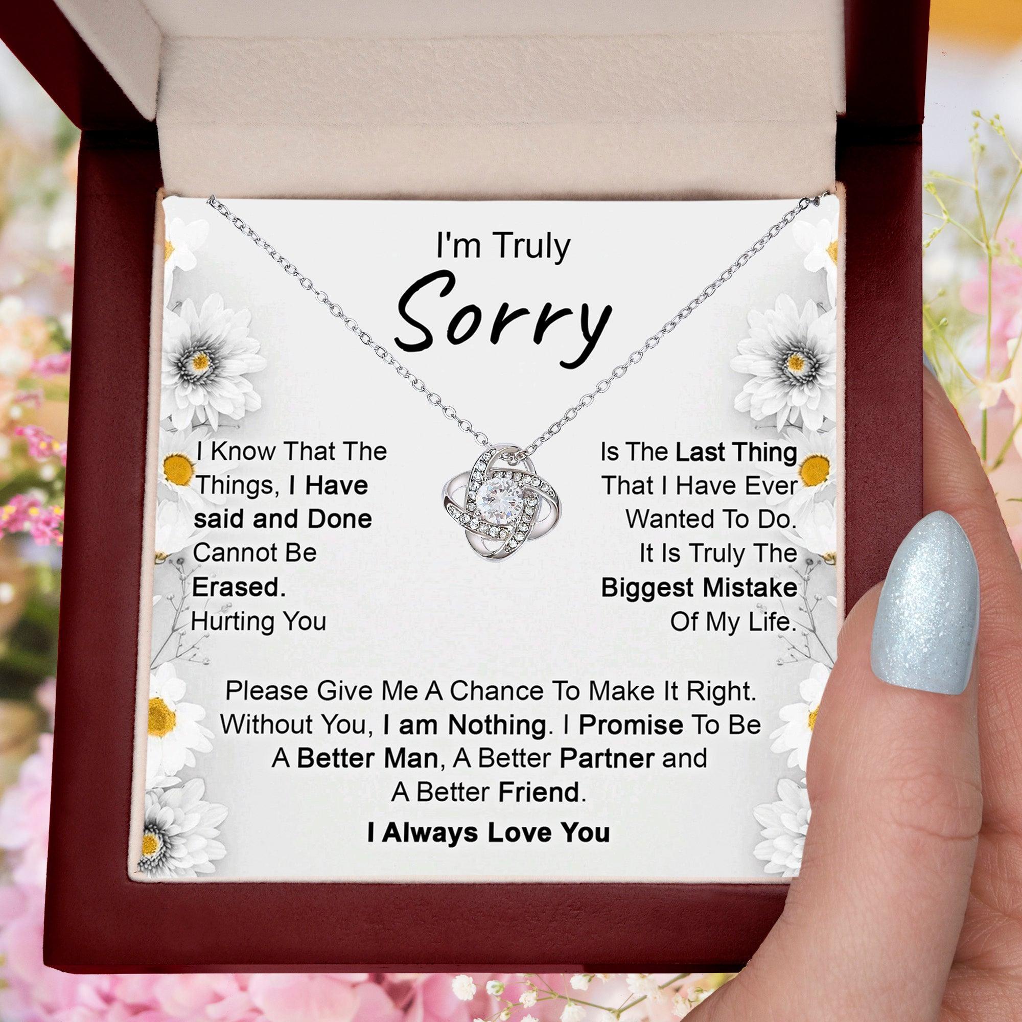 Apology Gift for Girlfriend, Wife, Soulmate - I’m Truly Sorry - Love Knot Pendant Necklace - Mallard Moon Gift Shop