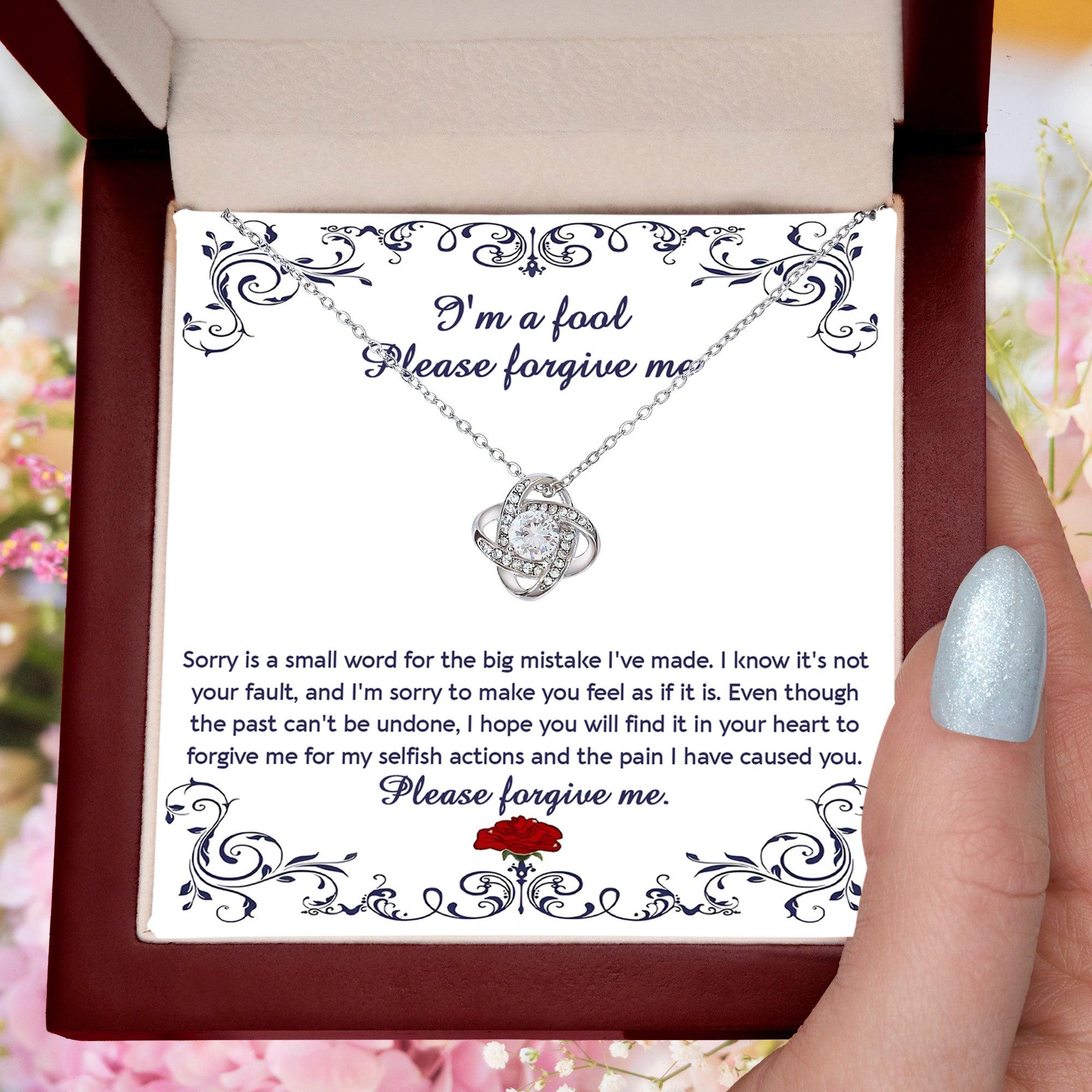 Gift for Girlfriend, Wife - Sorry, I'm A Fool - Love Knot Pendant Necklace - Mallard Moon Gift Shop