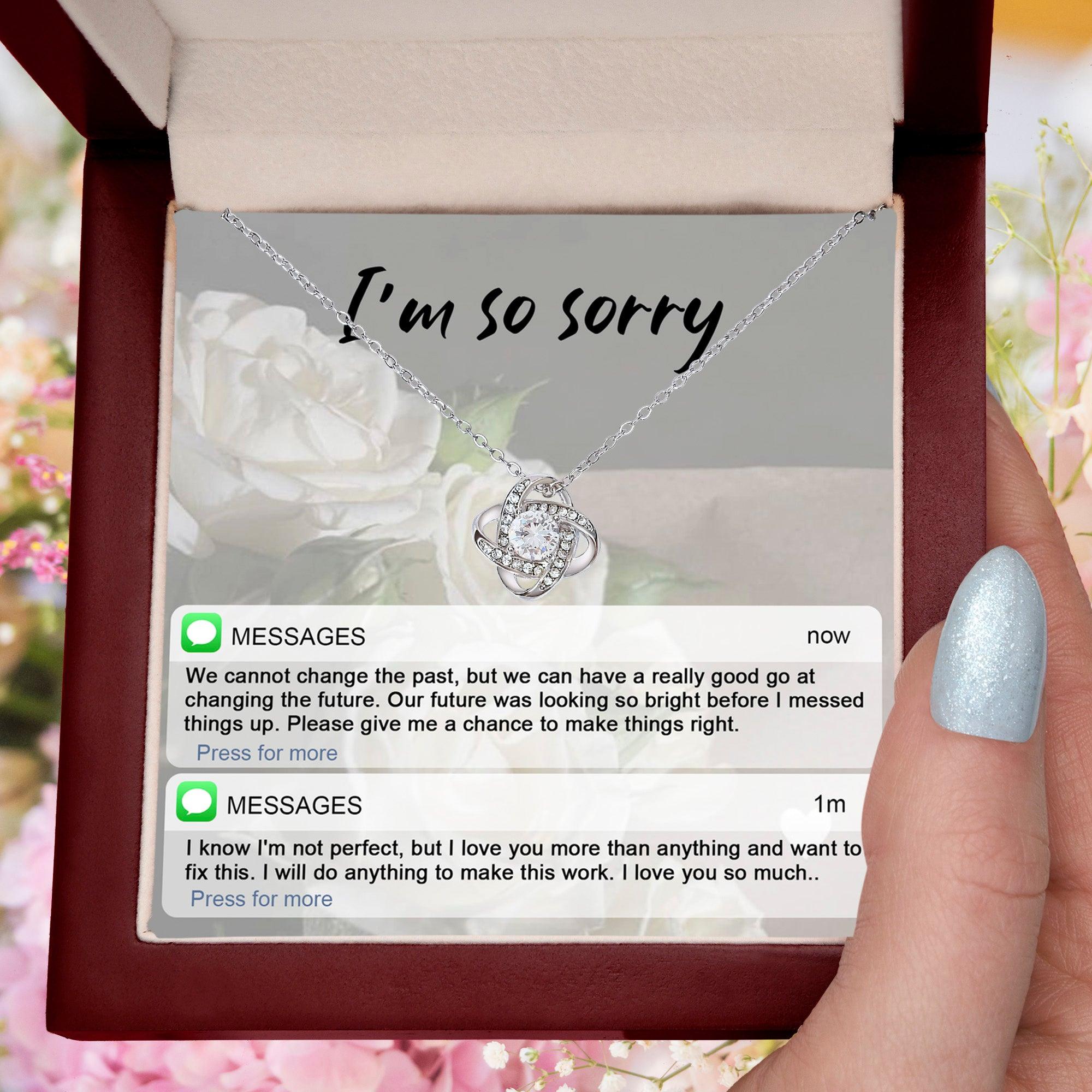 Gift for Girlfriend, Wife - Sorry, I'm Not Perfect - Love Knot Pendant Necklace - Mallard Moon Gift Shop