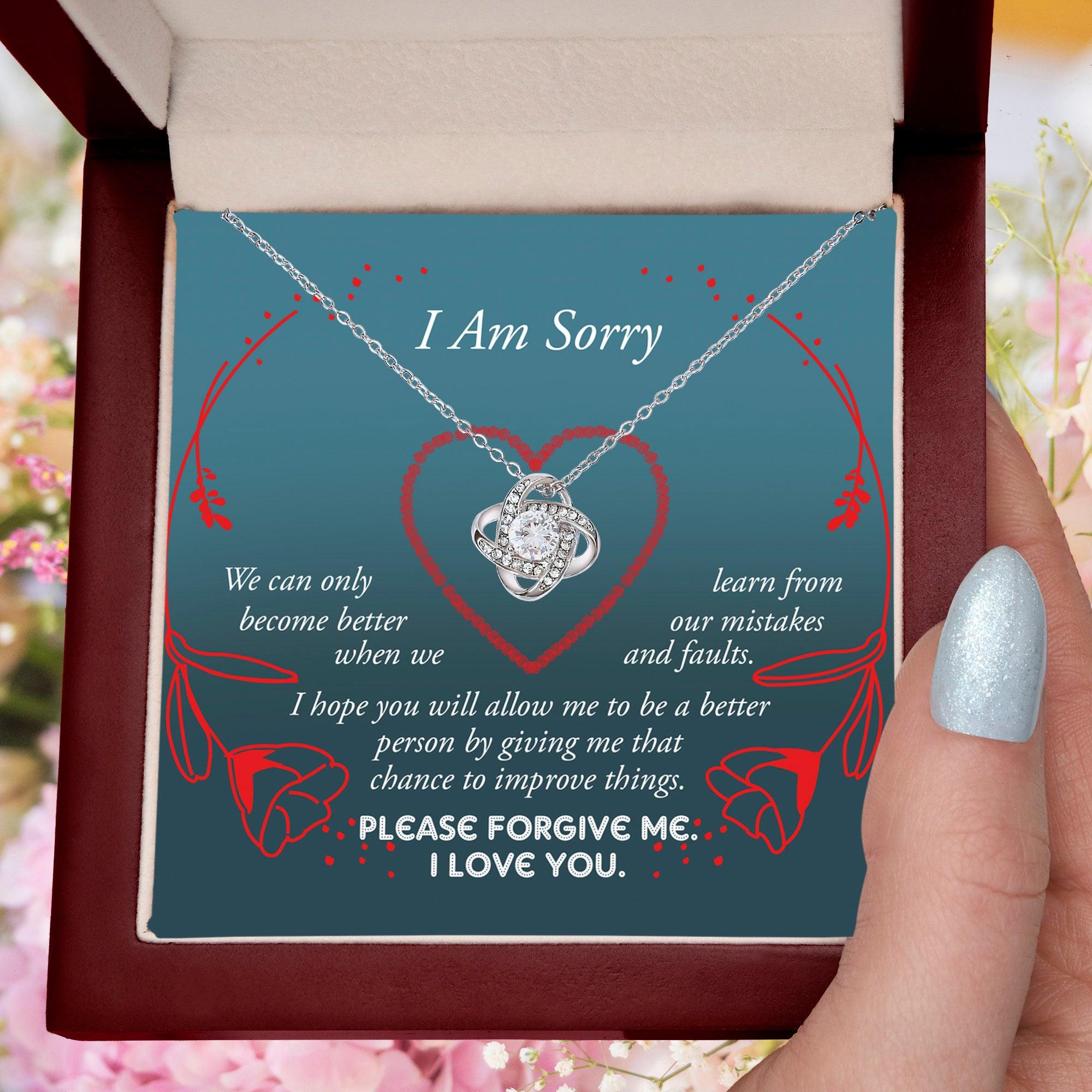 Apology Gift for Girlfriend, Wife, Soulmate - Sorry, Mistakes And Faults - Love Knot Pendant Necklace - Mallard Moon Gift Shop