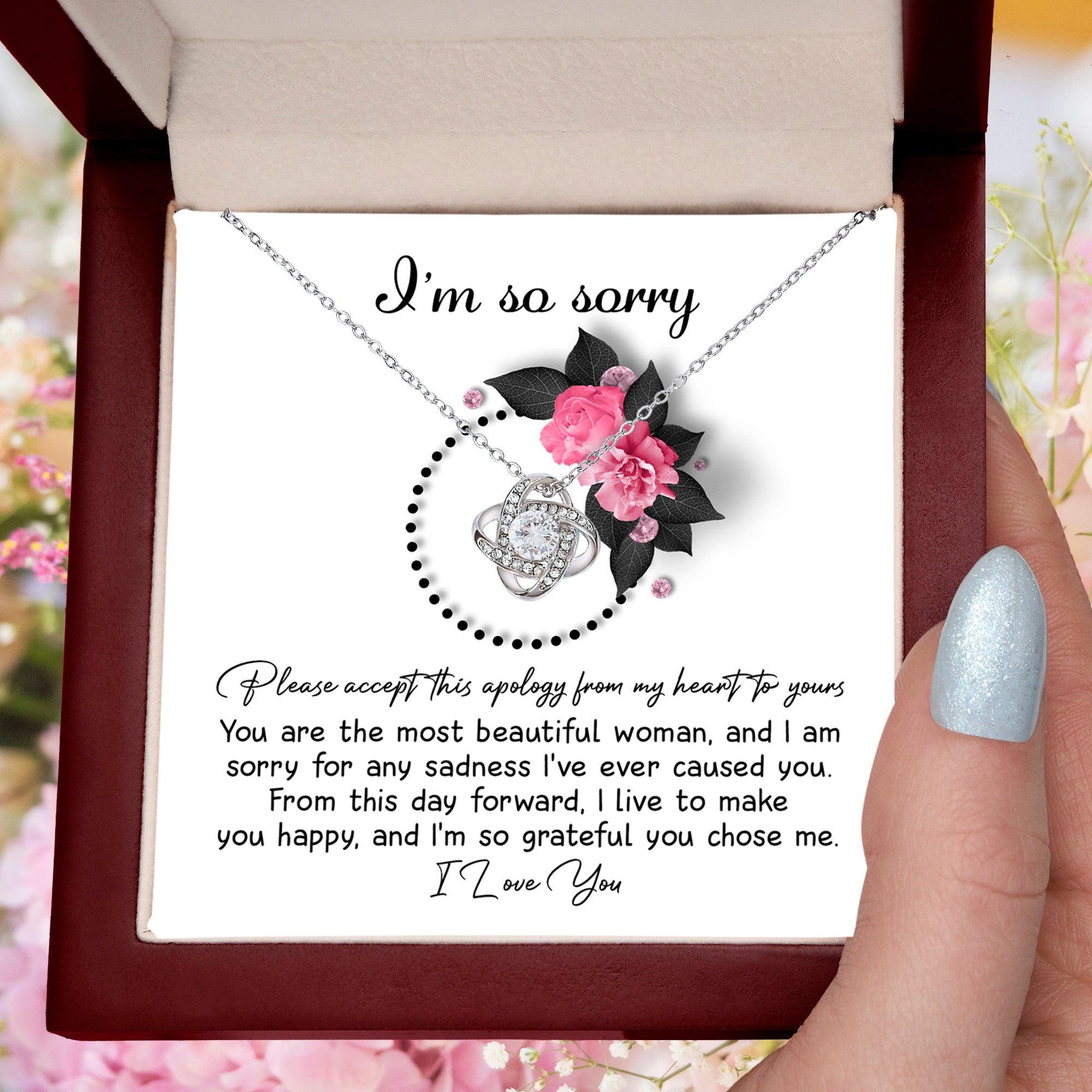 Apology Gift for Girlfriend, Wife, Soulmate - Sorry, Make You Happy - Love Knot Pendant Necklace - Mallard Moon Gift Shop