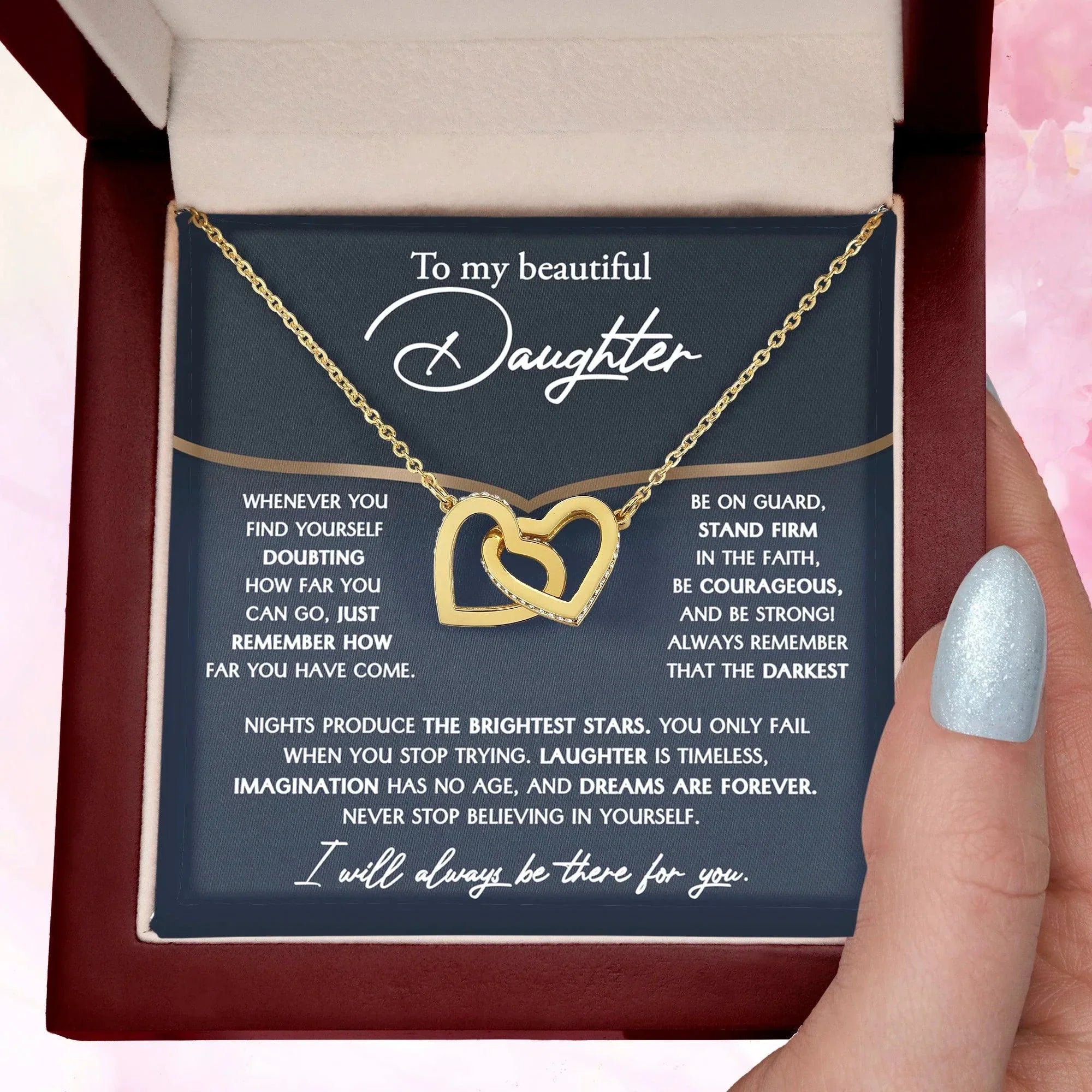 Daughter Gift for Birthday, Graduation, Christmas - Brightest Stars - Interlocking Hearts Necklace