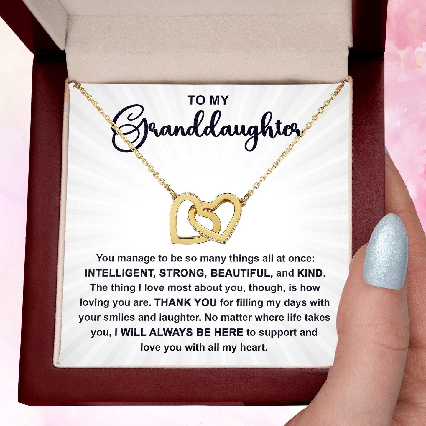Granddaughter Gift I Will Always Be Here and I Love You With All My Heart Necklace with Heartfelt Message - Mallard Moon Gift Shop