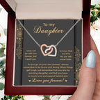 Gift for Birthday, Christmas - Daughter - Brave And Strong - Interlocking Hearts Necklace