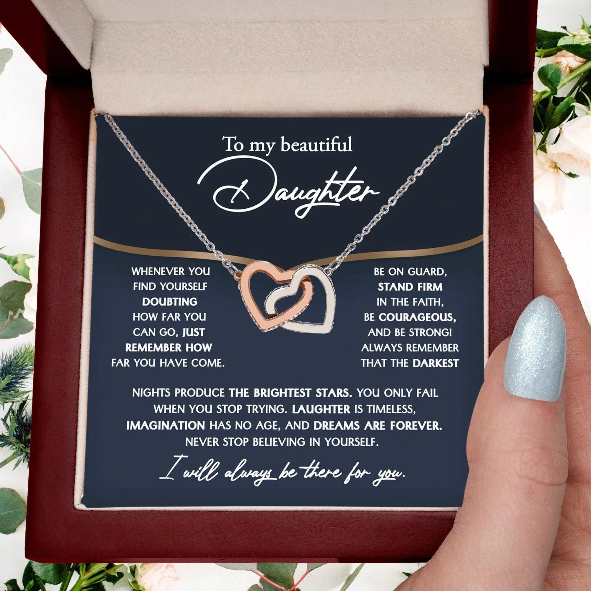 Daughter Gift for Birthday, Graduation, Christmas - Brightest Stars - Interlocking Hearts Necklace