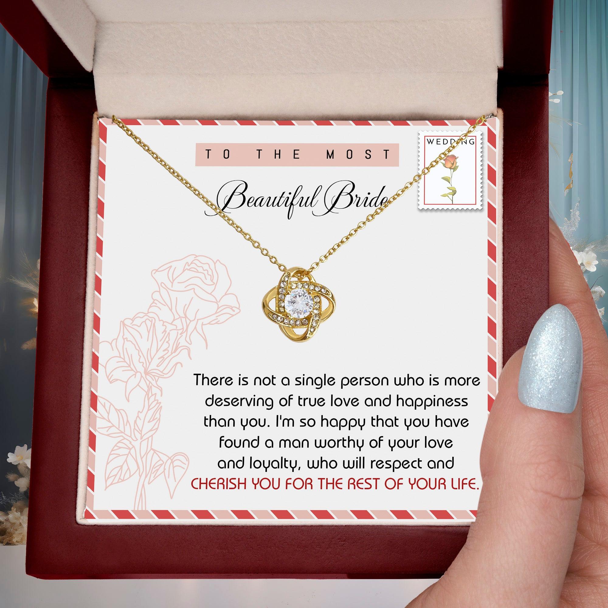 To The Beautiful Bride Wedding Gift Love Knot Pendant Necklace - Mallard Moon Gift Shop
