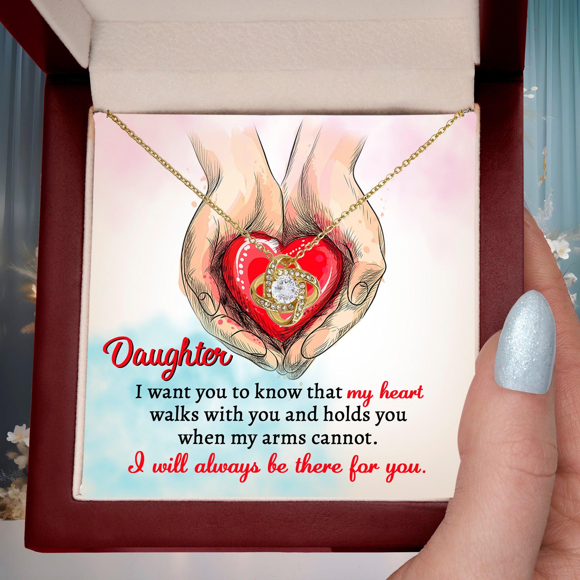 Gift for Daughter- I Will Always Be There Love Knot Pendant Necklace - Mallard Moon Gift Shop