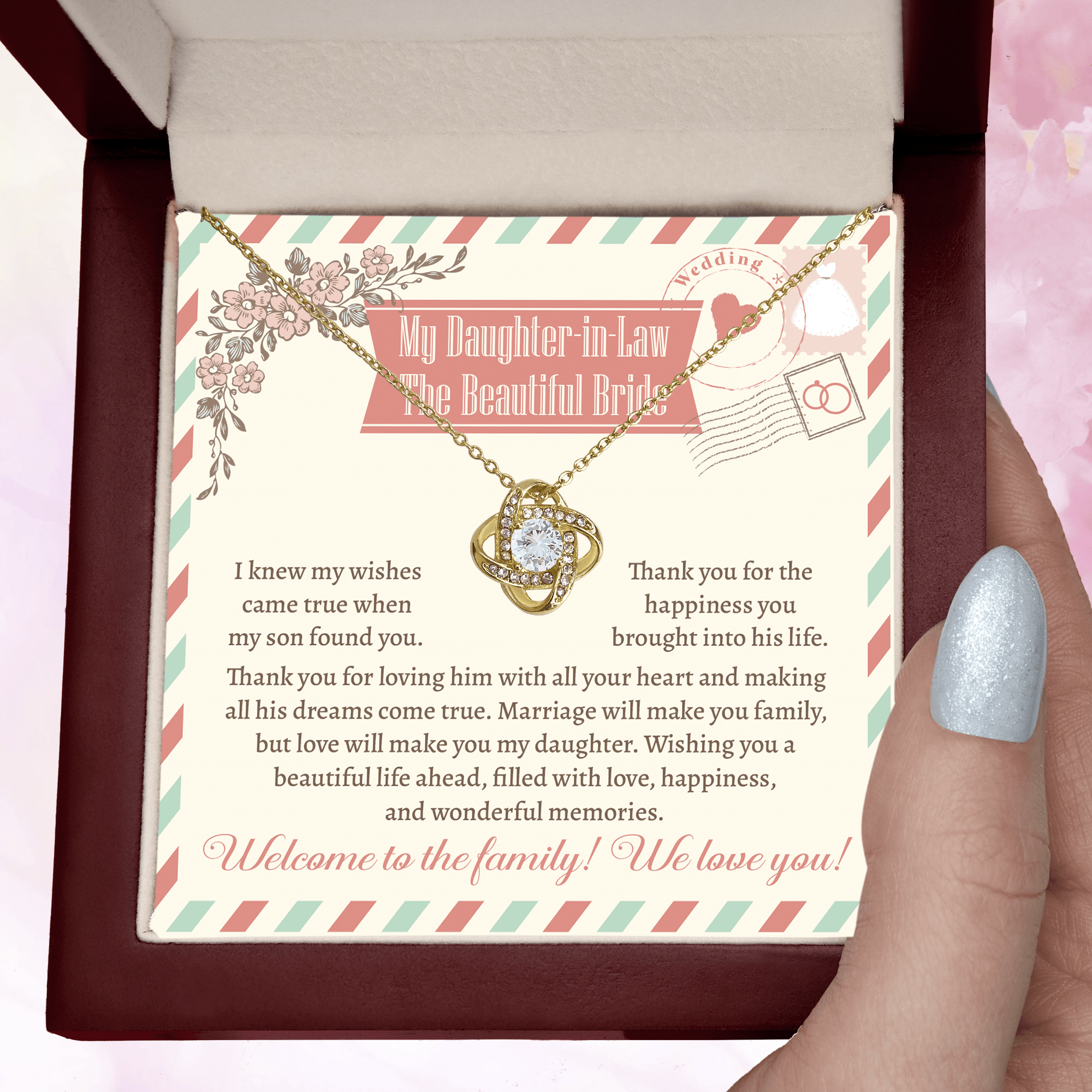 Daughter-In-Law Wedding Day Gift Welcome to the Family Love Knot Pendant Necklace - Mallard Moon Gift Shop