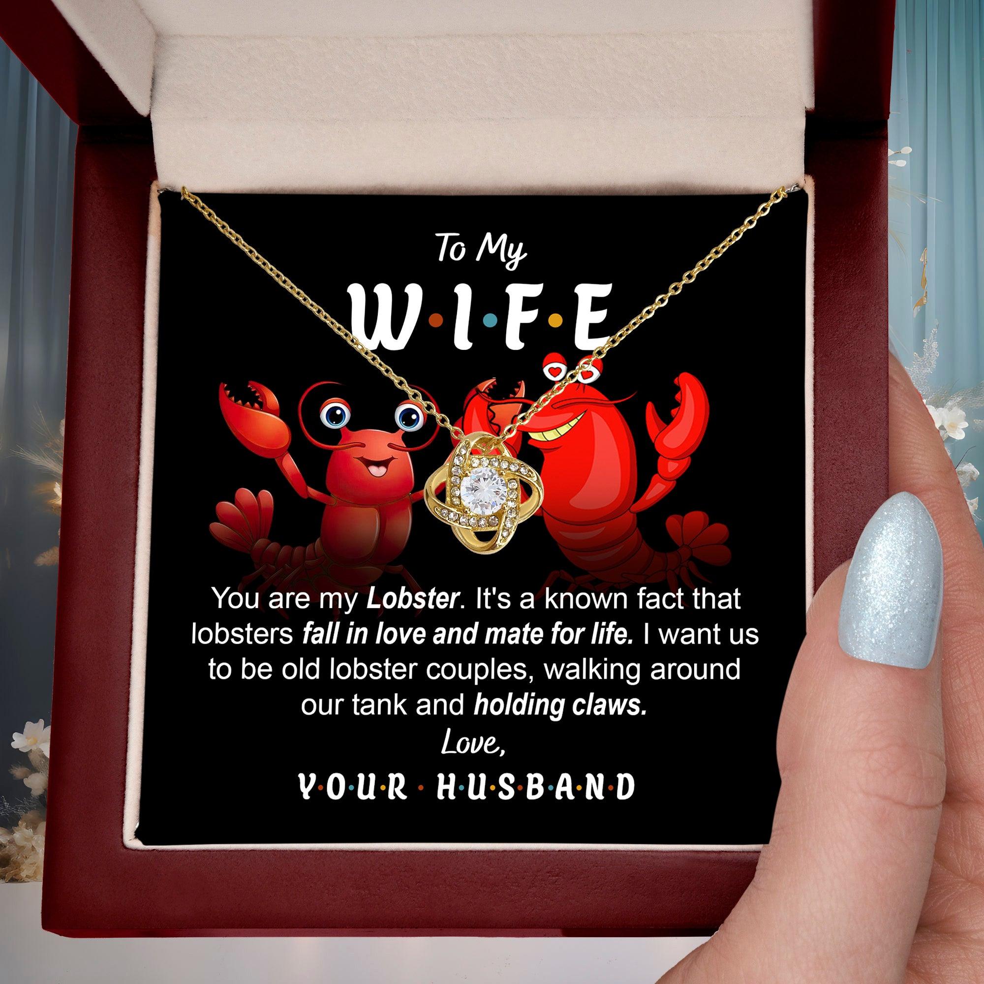 To My Wife - Old Lobster Couples Love Knot Pendant Necklace - Mallard Moon Gift Shop